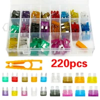 220pcs set assorted car fuses auto truck suv fuses mini standard blade fuse kits with clip 2 35a auto replacement parts