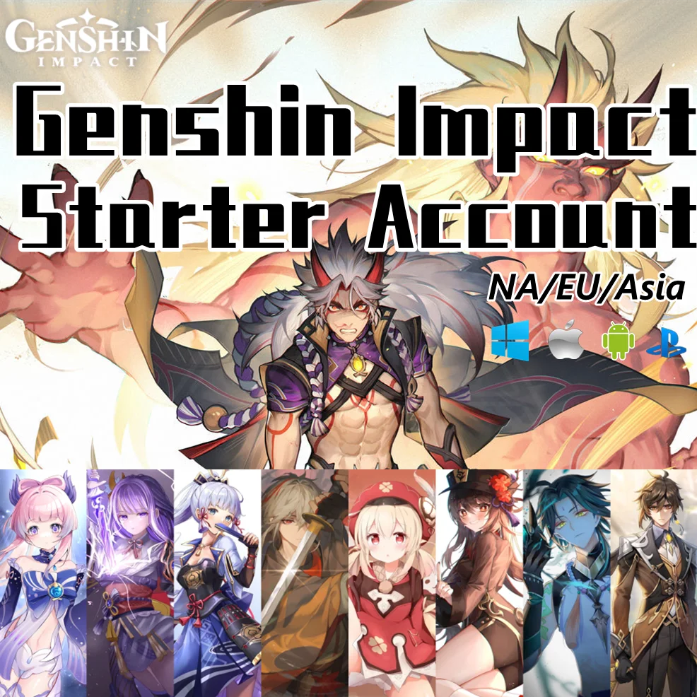 

Venti Xiao Itto Zhongli Genshin Impact Account Albedo Hutao Homa Kazuha Ayaka Klee Eula Childe AR10 Asia/Europe/NA