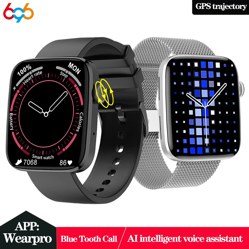 

New Men Women Smart Watch BT Call 1.8 Inch Split Screen Rotate Button Music Play Sports GPS Tracker 200+ Watch Face Smartwatch