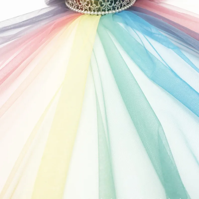 Оптовая продажа разноцветная Радужная градиентная Тюлевая сетчатая ткань для