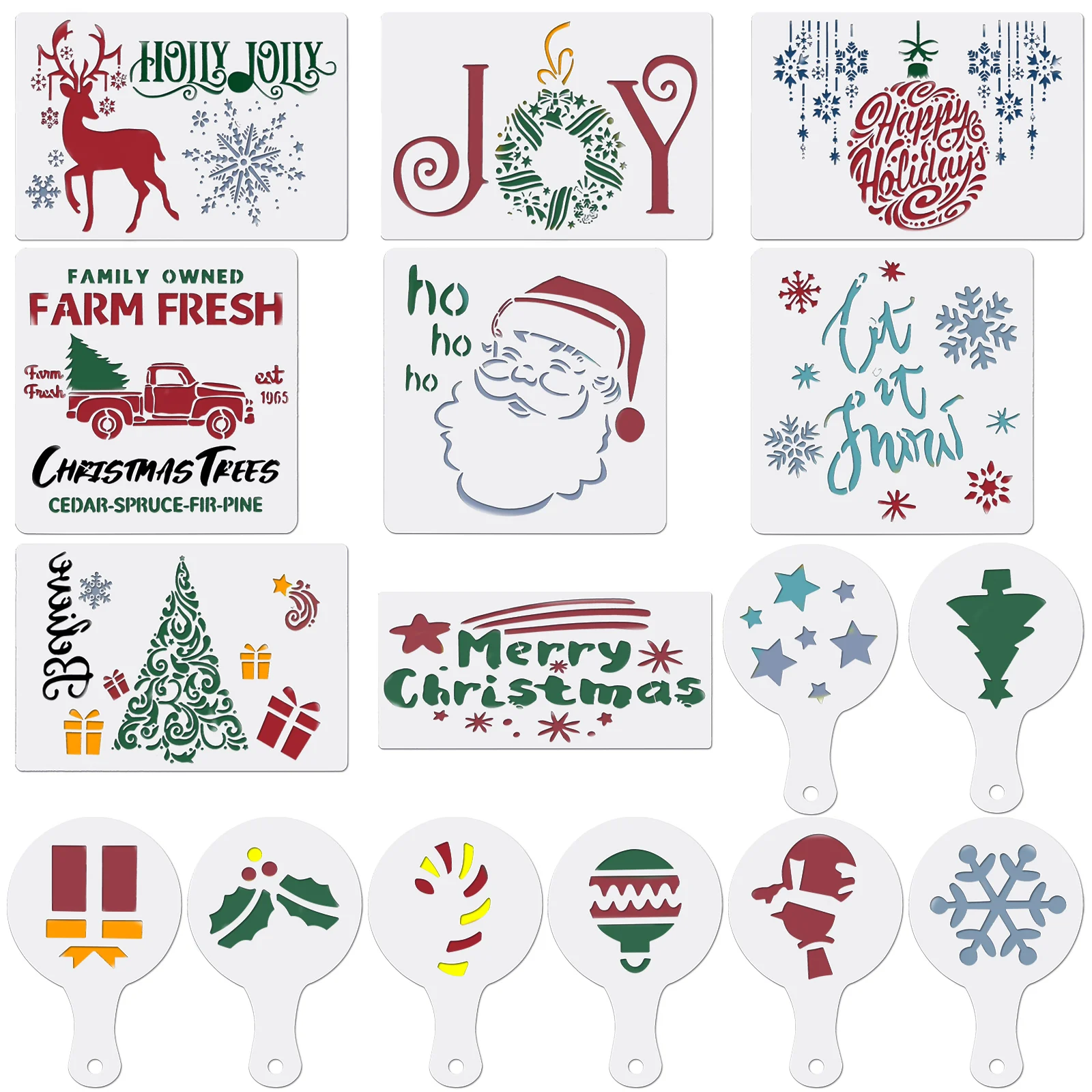 

16 PCS Christmas Stencils Large Reusable Christmas Stencils for Painting