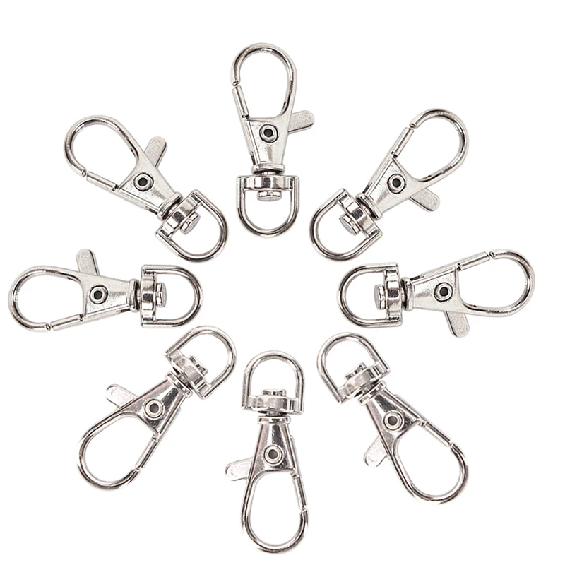 

10Pcs 35mm Silver Swivel Lobster Clasp Clips For Bag Parts & Accessories Key Hook Carabiner Split Findings Clasps