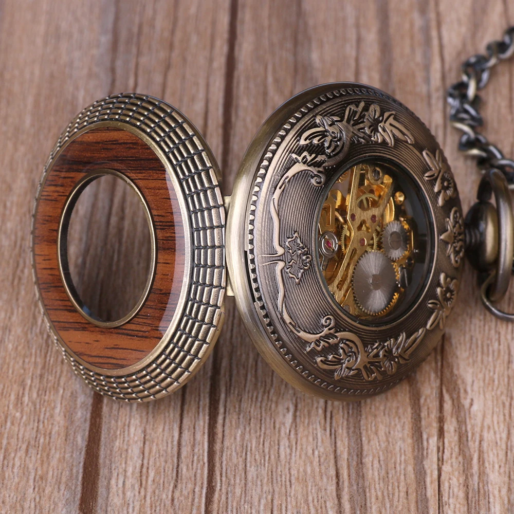 Retro Unique Mechanical Pocket Watches Men Brand Necklace Pocket & Fob Watch Chain Male Pocket Watch