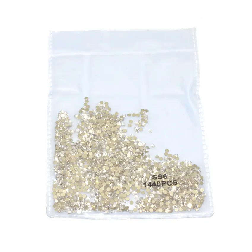 S6 gold Clear Стразы для нейл-арта, Хрустальные стеклянные камни, 3D сделай сам, украшение для нейл-арта, смешанный размер 6/9, плоская задняя сторона, не горячая фиксация клей на драгоценных камнями - Цвет: S6 gold Clear