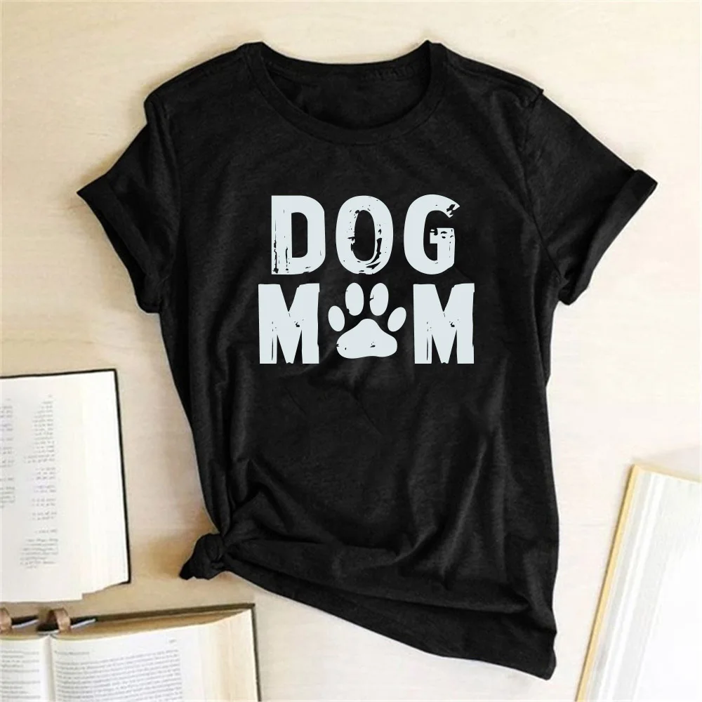 Dog Mom Printed T-Shirt Women funny tee shirt femme O Neck loose summer t shirts Harajuku aesthetic tops Casual  Women clothes