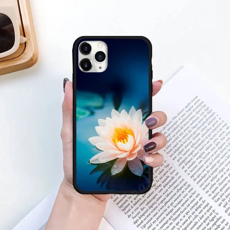 

Lotus flower art pattern Phone Case for iPhone 11 12 pro XS MAX 8 7 6 6S Plus X 5S SE 2020 XR Luxury brand shell funda coque