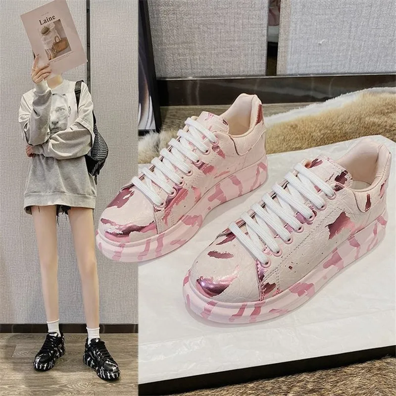 

Fashion Women's Platform Sneakers Spring and Autumn Chunky Casual Sport Shoes Camouflage Vulcanized Tennis Female Basket Femme