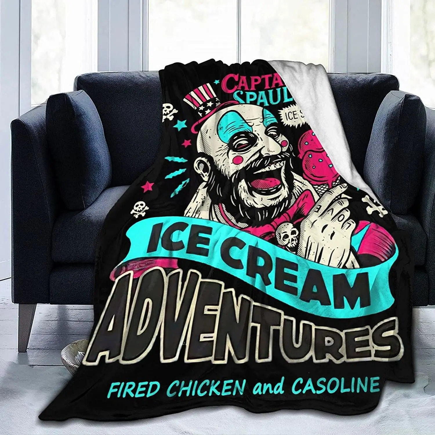 

Captain Blanket Horror Movie Throw Scary Mysterious Character Blankets Ultra Soft Flannel Bed Throws Halloween Home Decor