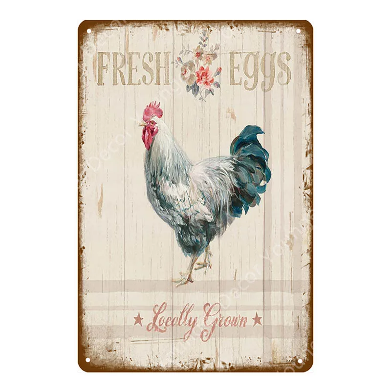 YD7886BI Fresh Eggs Black Grouse Metal Signs Beef Cow Chicken Meat Collection Poster Vintage Wall Painting Craft Farm House Decor YI-164 - Цвет: YD7886BI