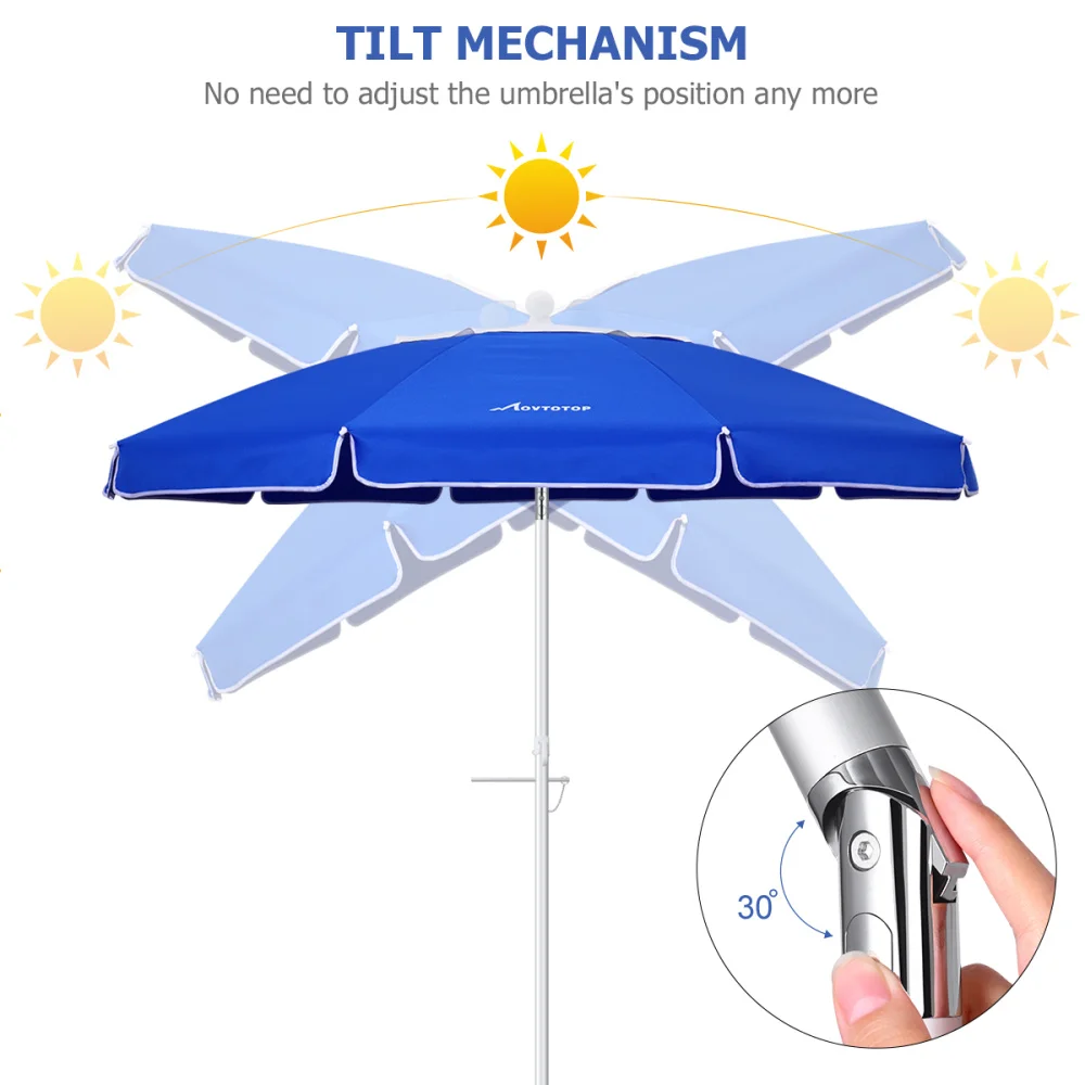 

MOVTOTOP Petal Beach Umbrella 6.5ft Sun Shelter Ventilation UV Protection Seaside Umbrella for Outdoor Travel (Dark Blue Petal)