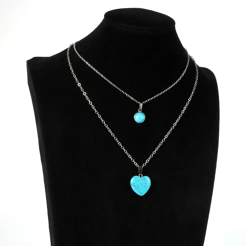 Женское ожерелье с подвеской из натурального камня в виде сердца и аметистов