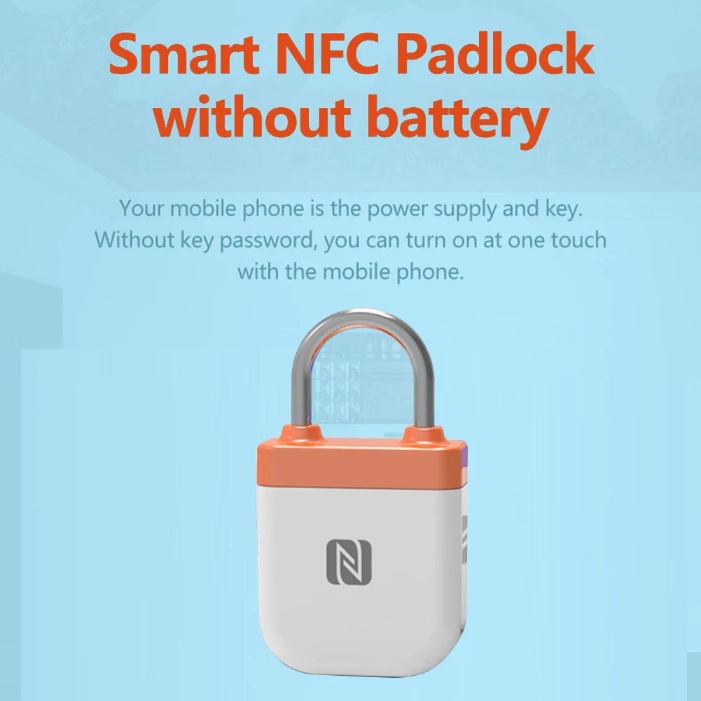 NFC Smart Padlock Bluetooth-compatible Lock Mobile Phone Reverse Power Supply Keyless Card Door for Android | Безопасность и