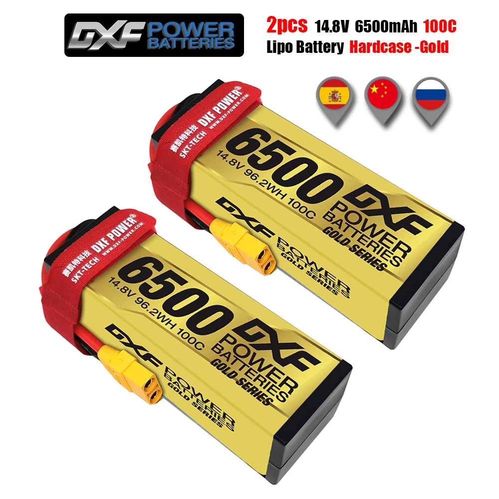 DXF Lipo Battery 2S 3S 4S 7.4V 11.1V 14.8V 5200Mah 6750Mah 6500Mah 50C 100C 200C for Rc 1/8 1/10 Buggy Truck Car Off-Road Drone