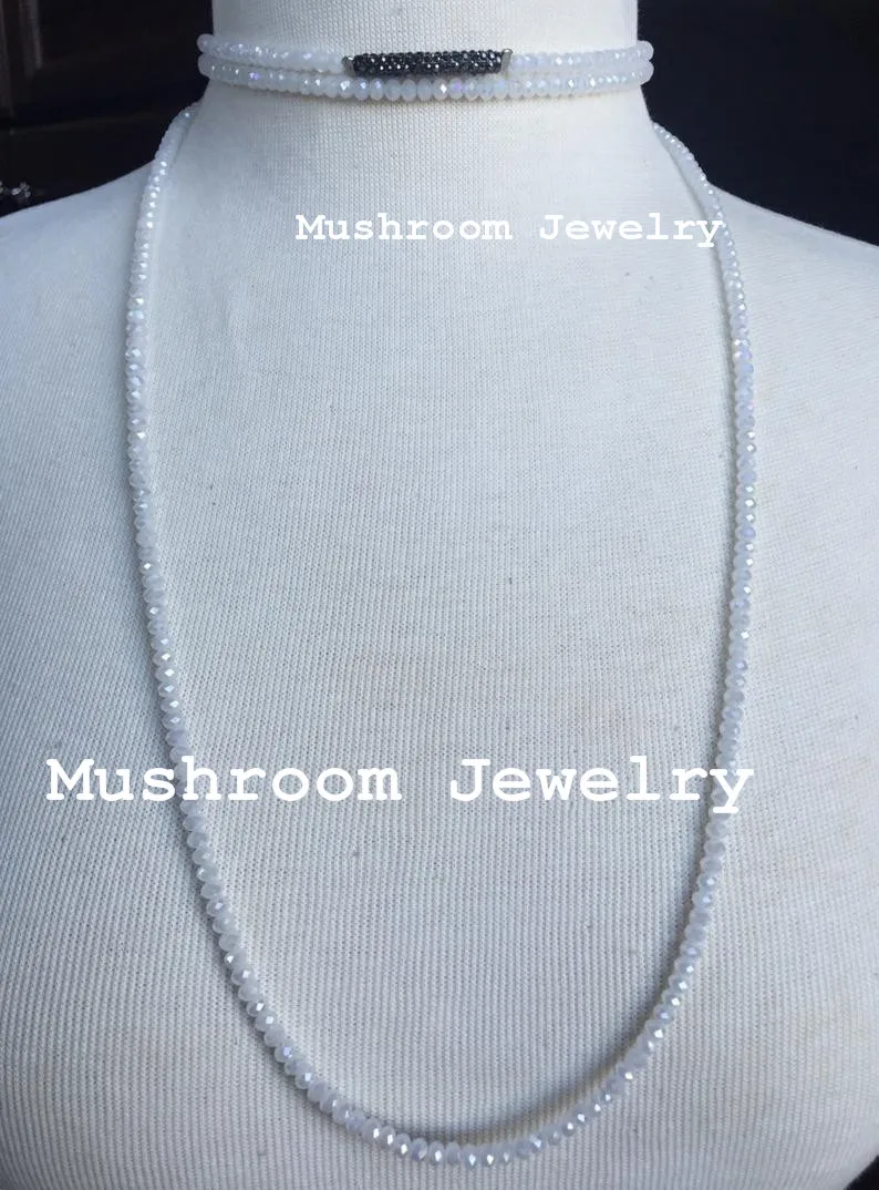 Fashion Long Gold Bead Necklaces For Women Statement Boho Crystal Beads Multilayer Necklace Trendy Jewelry New