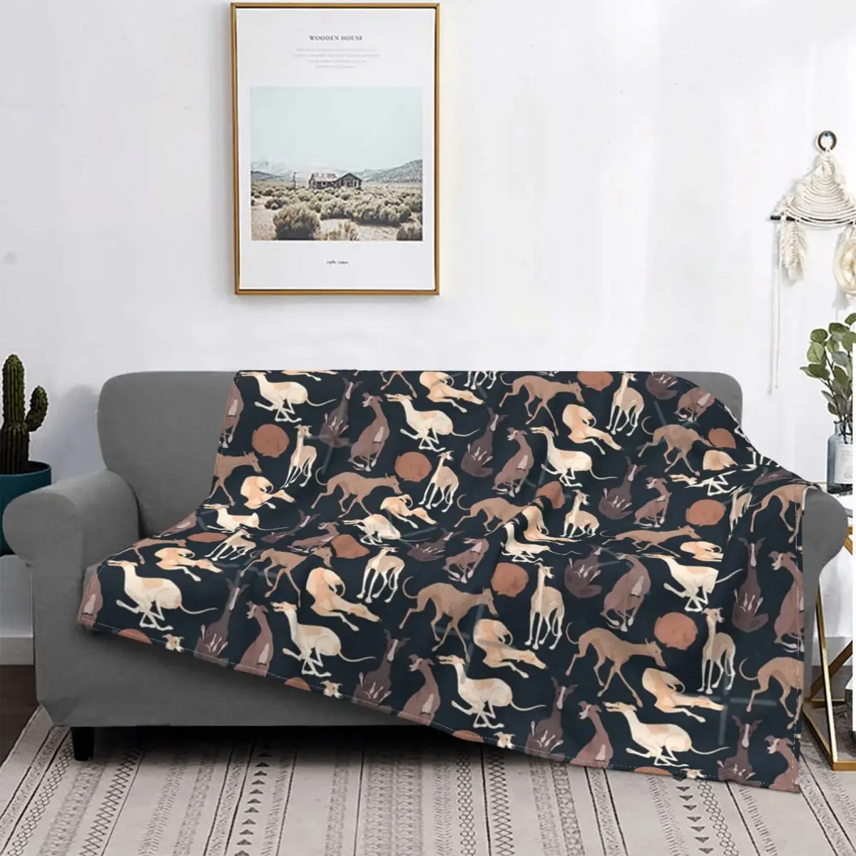 

Whippet-colcha a cuadros para cama, manta de Anime, textil de lujo para el hogar