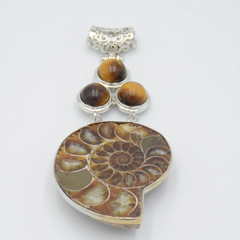 Подвеска в богемном стиле настоящий аммонит виде ракушки окаменелости Круглый