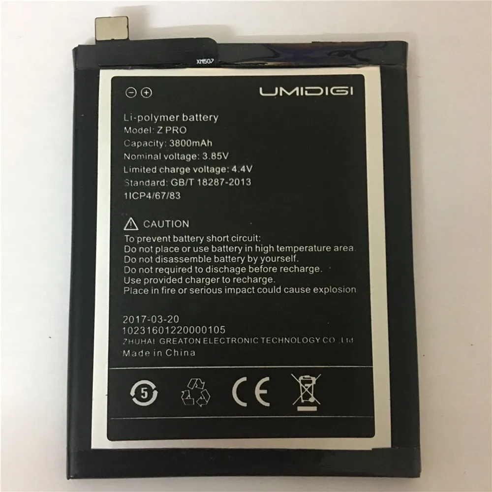 

3800mAh For UMI Z Battery For UMI Z Pro Battery Umidigi Z Umidigi Z Cell Phone Batteries