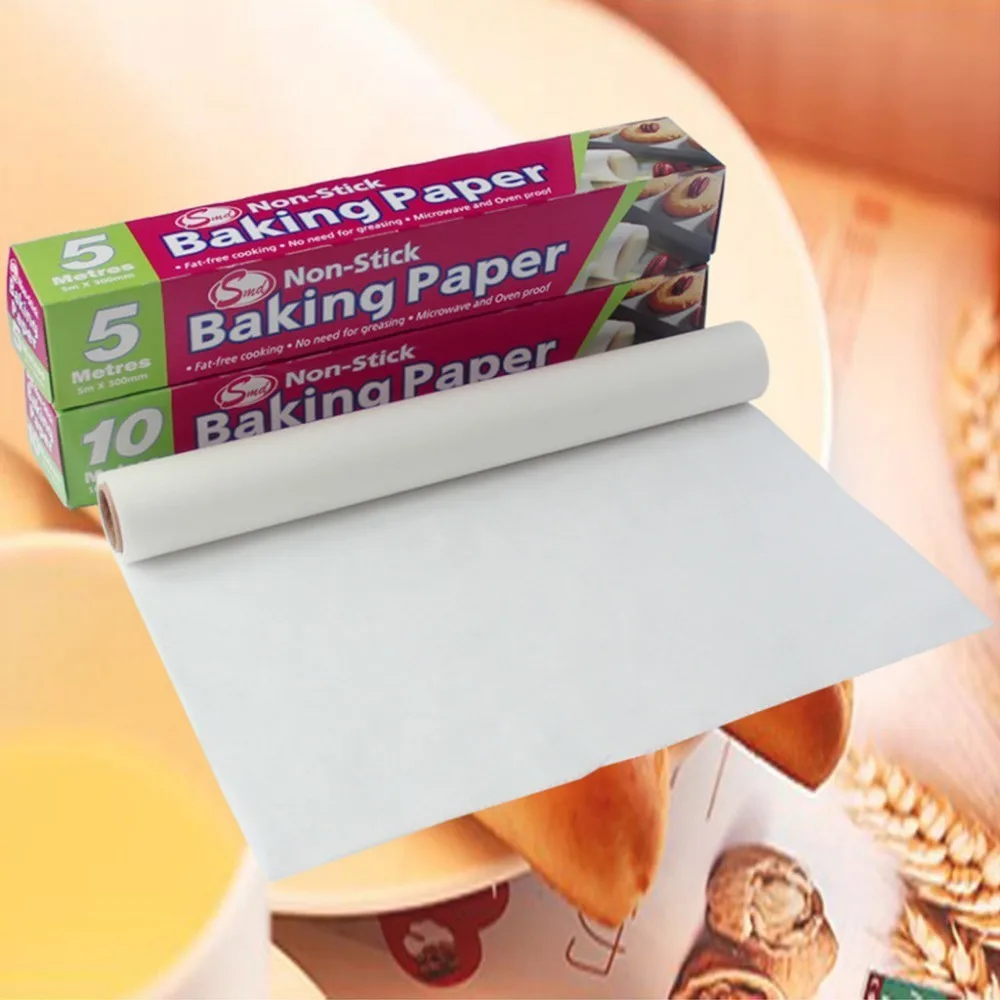 

Greaseproof Oven Bakeware Baking Cooking Paper 5M10M Baking Paper Parchment Paper Rectangle Baking Sheets for Bakery BBQ Party