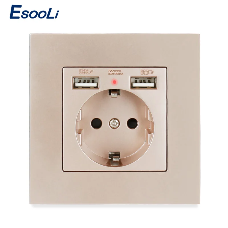 Пластиковая панельная настенная розетка Esooli с двумя USB-портами 2 1 А 16 |