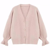 Beautiful knitted cardigan womens spring 2020 new lazy style solid color with loose student sweater and thick coat