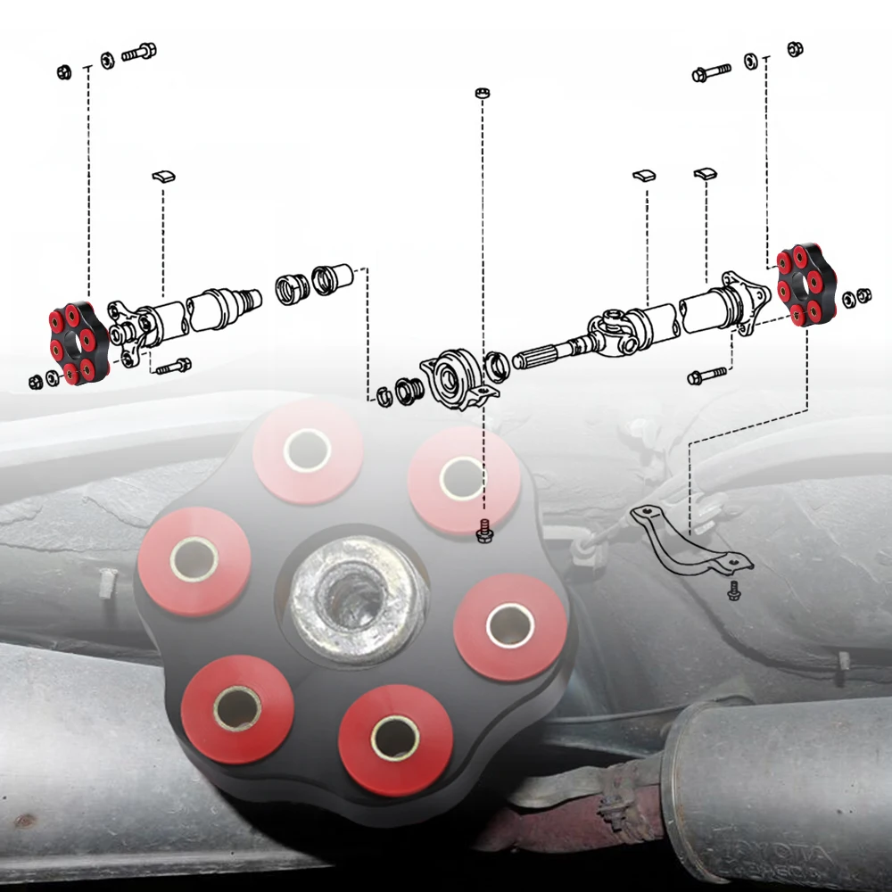 

Polyurethane Aluminum Flex Disc Drive Shaft For 92-05 Toyota Supra Lexus SC300 GS300 2JZ 1UZ Joint 3751124010 LK=105mm/12mm