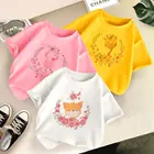 24M, 3T, 4T, 5T, 6T, 7T, 8T-9T, детская белая верхняя одежда интересные милые носки с лисой и жирафом и рисунком щенка из мультфильма для девочек и мальчиков футболка для девочек Одежда для девочек, детская летняя футболка