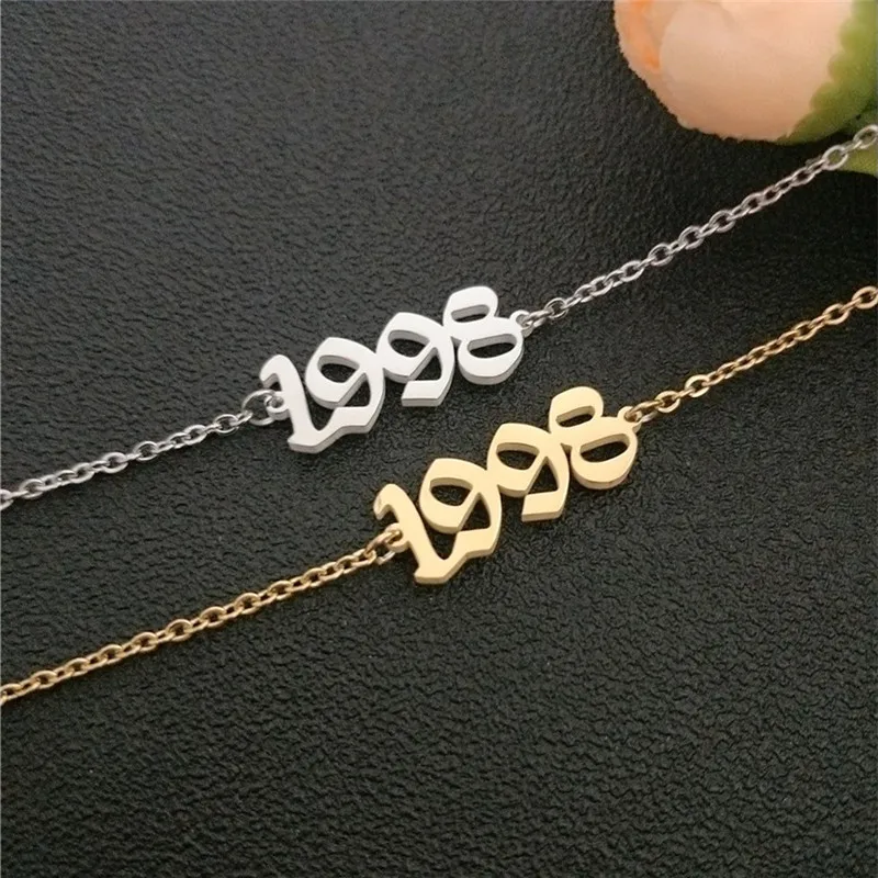 От 1991 до 2000, ножные браслеты для детей с датой рождения и цифрами в английском стиле, женский браслет BFF, ювелирные изделия, Tobilleras Pulsera Para Tobillo