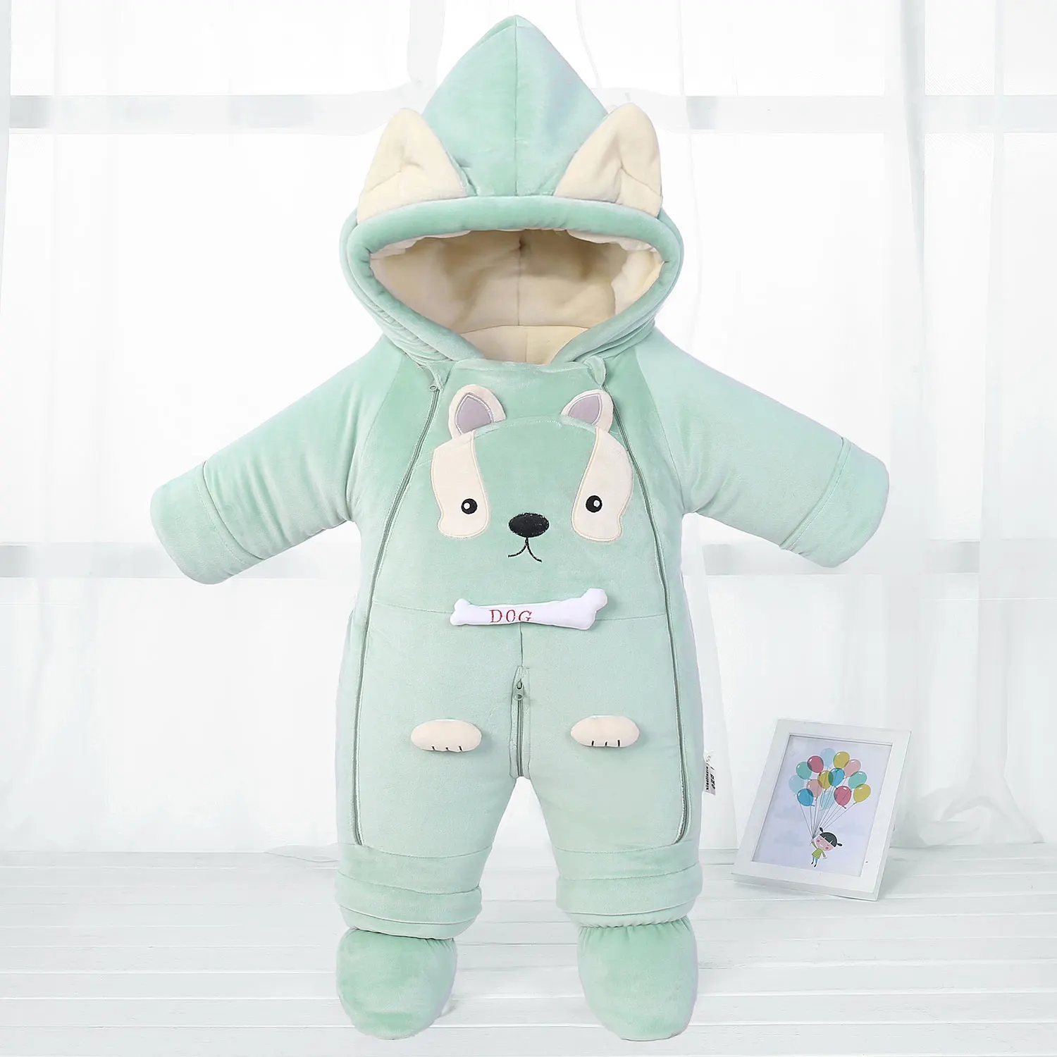 Детский комбинезон с капюшоном зимний теплый для новорожденных мальчиков и