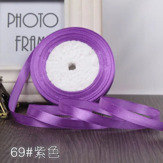 No 69 Purple 6 мм 1 см 1,5 см 2 см 2,5 см 4 5 см атласными лентами DIY искусственный шелк розы Ремесла поставок швейной фурнитуры Скрапбукинг Материал - Цвет: No 69 Purple