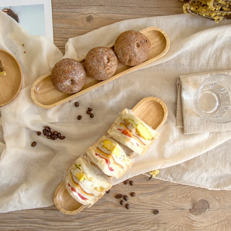 Японский Резиновый деревянный поднос для хранения обеденная тарелка