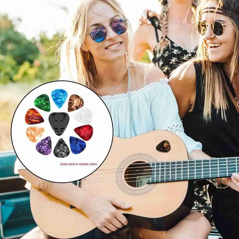 10pcs gitarre picks guitar pick halter set für akustische gitarre elektrische gitarre bass ukulele stick auf halter picks zufällige farbe fr