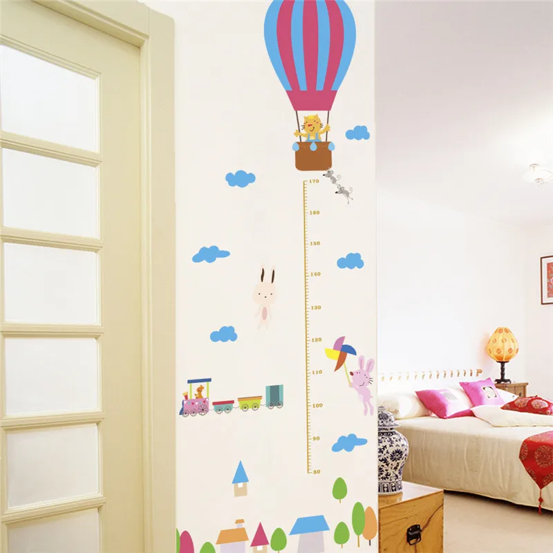

Счастливое животное, путешествие на воздушном шаре, Настенная Наклейка для детской комнаты, украшение высоты, роспись, искусство «сделай сам», ПВХ, домашние наклейки