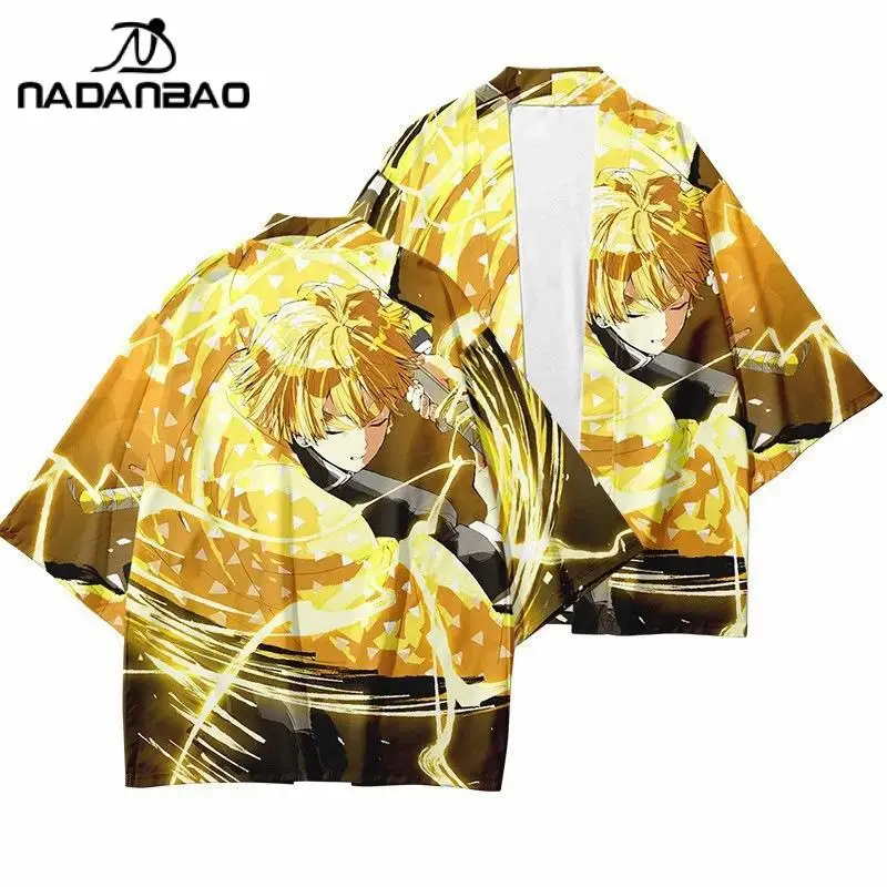 

New Demon Slayer Women/Men's Harajuku Cloak Japanese Anime Kimetsu No Yaiba Haori Kid Kimono Agatsuma Zenitsu Tomioka Giyuu Tops