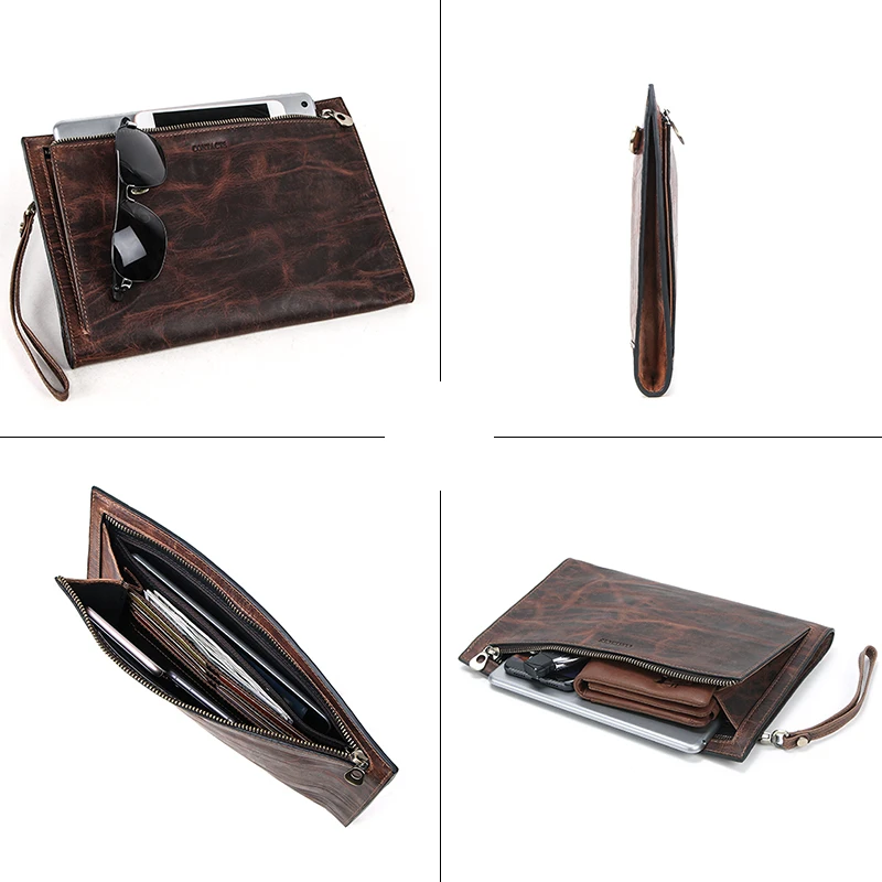 Брендовые дизайнерские мужские кошельки Contact's кожаный мужской клатч Crazy Horse