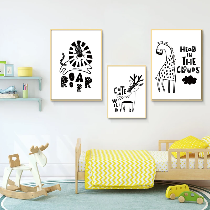 

Art Giraffe Leeuw Poster En Wanddecoratie Foto Kinderkamer Decoratie Home Decor Living Canvas Schilderij