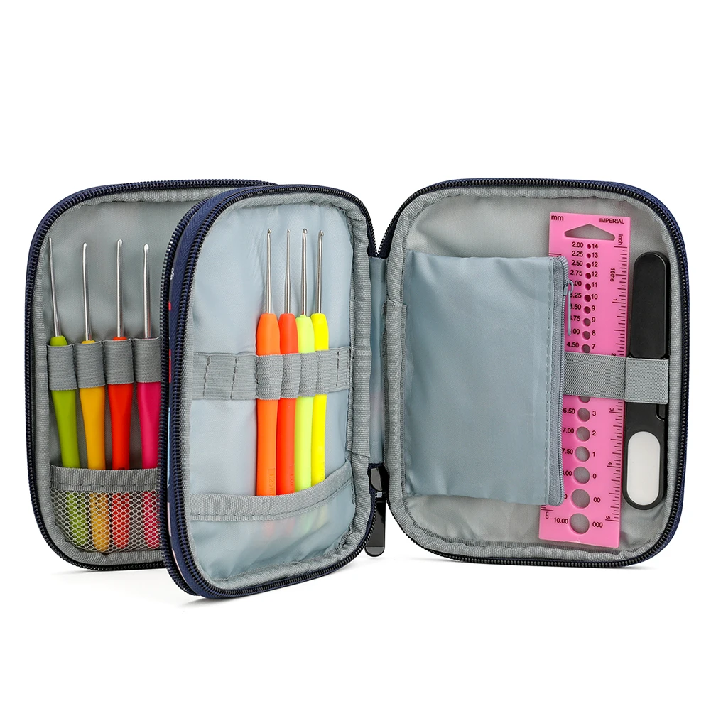 

13pcs Crochet Hook Set Knitting Needles Sewing Aluminum Soft Handles Weave Craft Full Set Knitting Tool Accessories