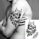 Водостойкая временная татуировка-наклейка, Лев, большая кошка, животное, цветок, черное искусственное тату, флэш-тату, Арт, для девочек, женщин, мужчин