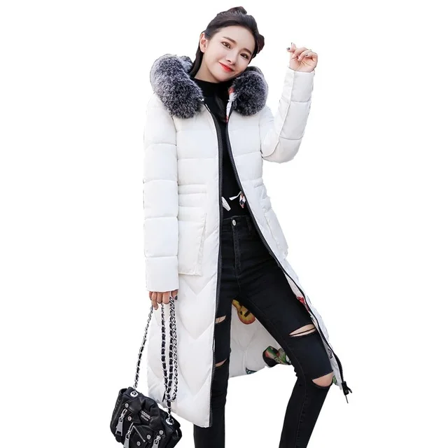 

Luxury brand name on both sides wearing women's jackets long section thick large size cotton coat Slim winter down jacket women