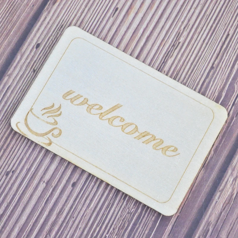 

Happymems Welcome Coffee Tags Wooden Shape Vintage Scrapbooking Embellishment DIY Wood Stick Craft Home Decoration Accessories