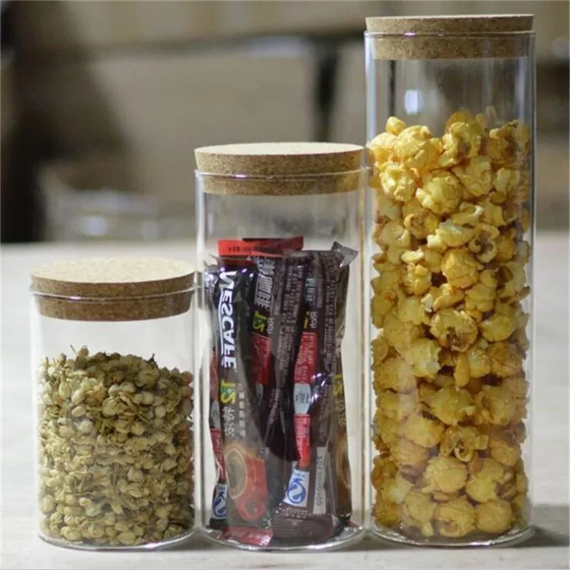 

2Pcs/lot 10CM 2000ml Glass Botttle Large Capacity Jars Cork Crafts Can Kitchen Storage Jars Bottle Dry Food Container Glass Jars