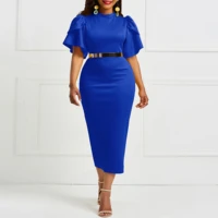 blue bodycon dresses women cap short sleeve cocktail party dress vintage elegant vestidos sexy office lady slim dresses