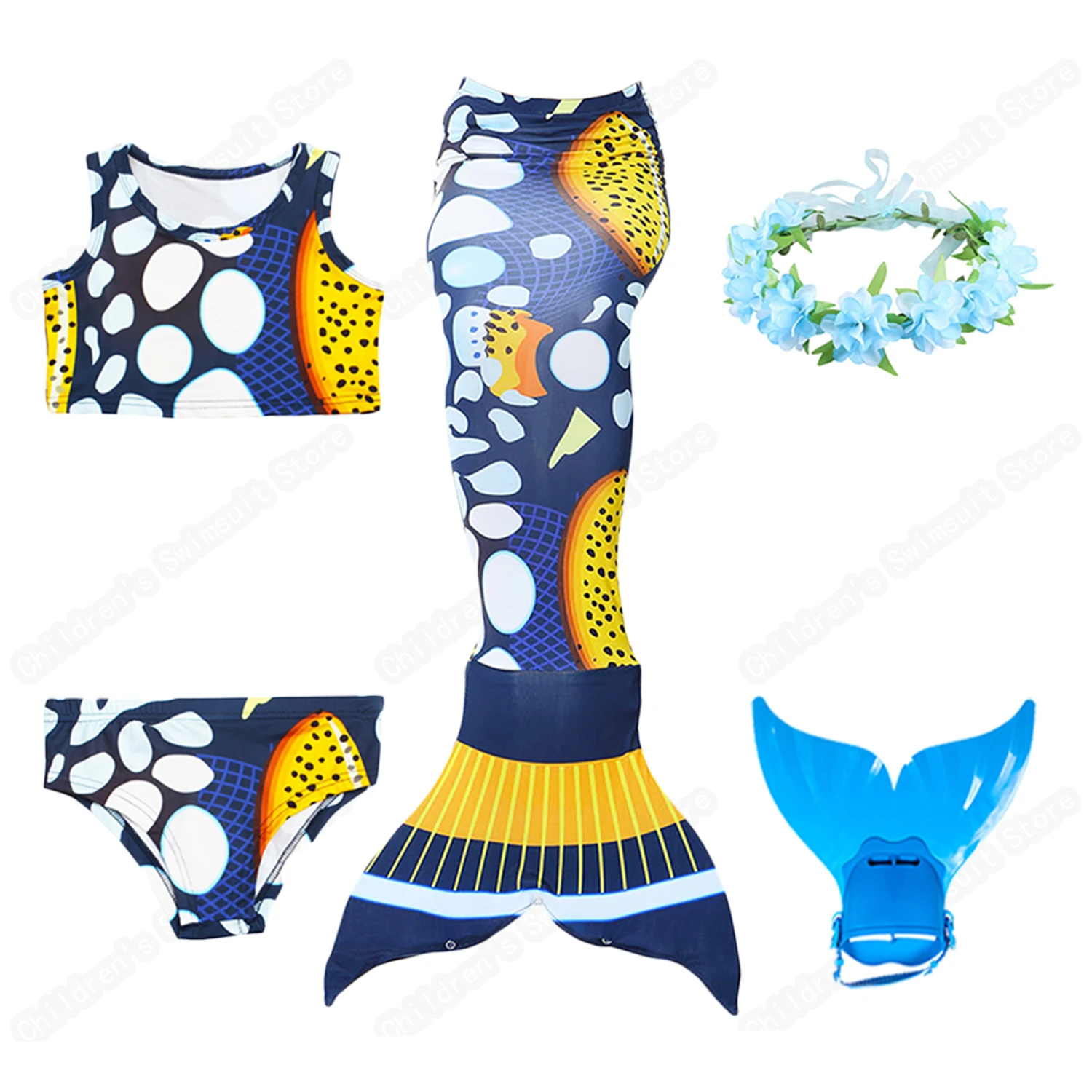 

Cosfans Summer New Style Mermaid Tail Split Swimsuit For Children Girls Colorful Quick-Drying Bikini Mermaid Cosplay Costume