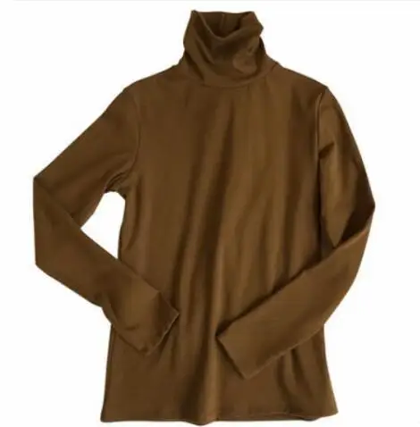 Dark Brown GCAROL, Новое поступление, Осень-зима, Женская водолазка, базовые Топы, тонкая рубашка с длинным рукавом, стрейчевая, винтажная, без подкладки, верхняя одежда - Цвет: Dark Brown