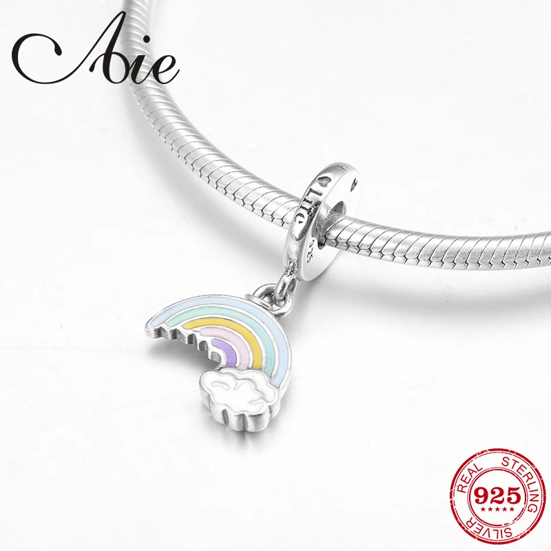 Бусины-подвески из серебра 925 пробы с радугой и облаками | Украшения аксессуары