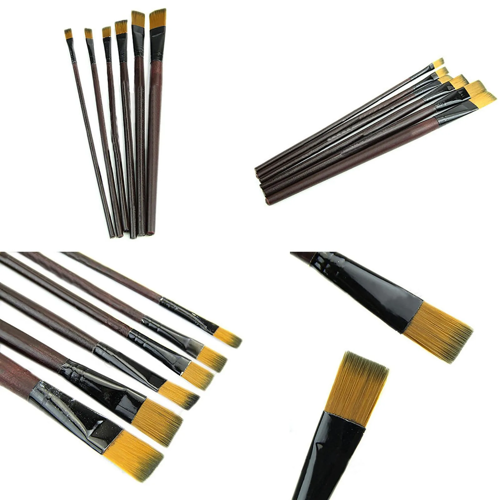 Упаковка из 6 художественных коричневых нейлоновые кисти для рисования набор
