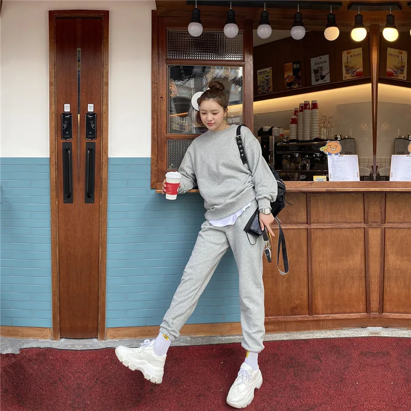 Женский Повседневный Спортивный костюм комплект из двух предметов Свитшот и