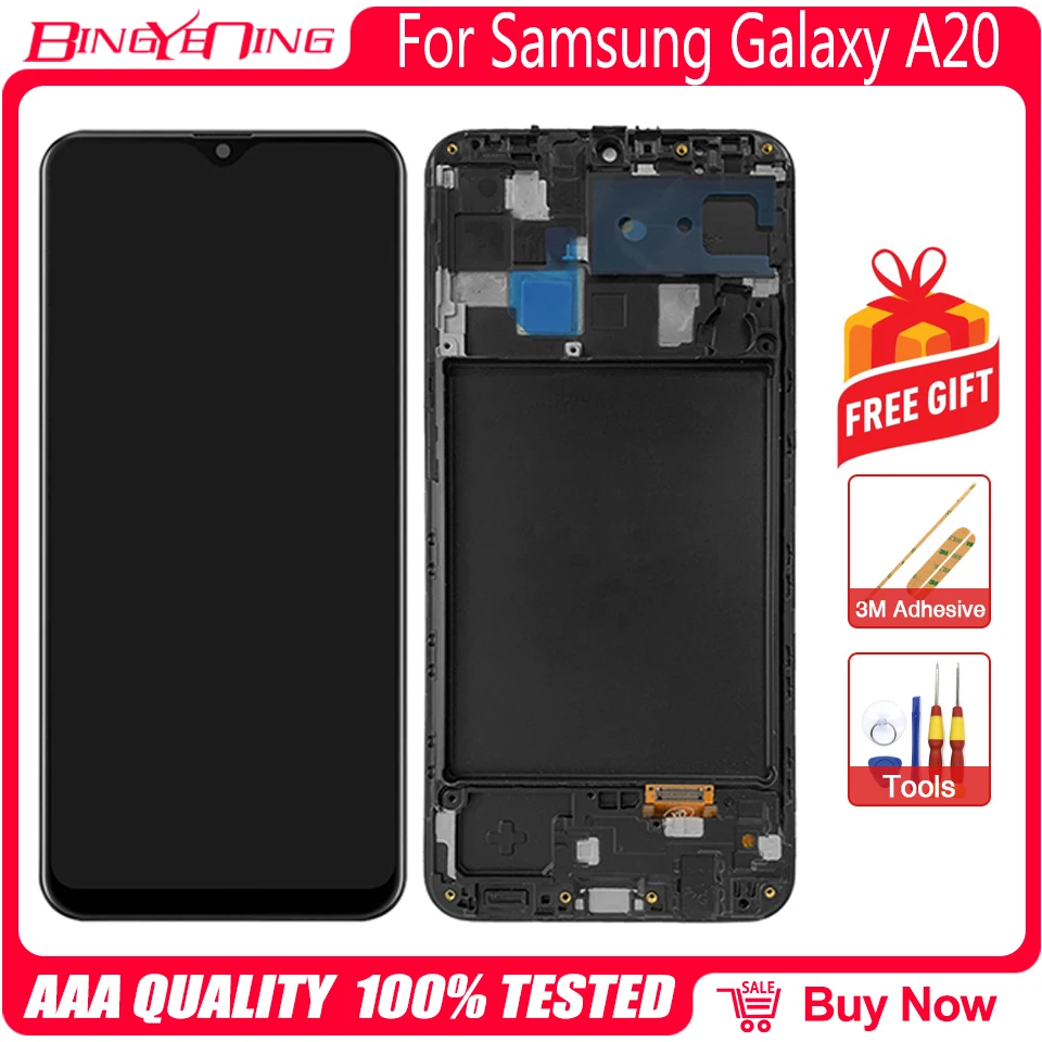 ЖК-дисплей Super AMOLED для Samsung Galaxy A20 A205 A205F сенсорный экран с дигитайзером в сборе 6 4