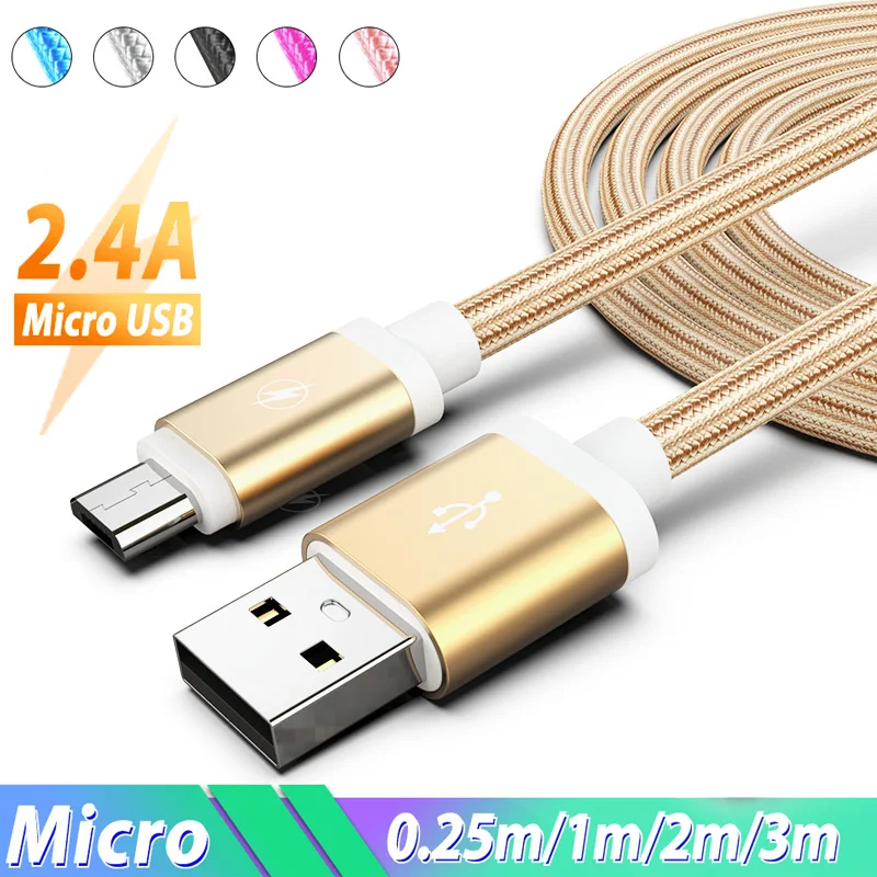 25 см 1 м 1,5 м 2 м 3 м Micro USB кабель для зарядки Microusb длинный кабель для зарядки Android шнур для samsung J3 J5 J7 Redmi 7A 7 6