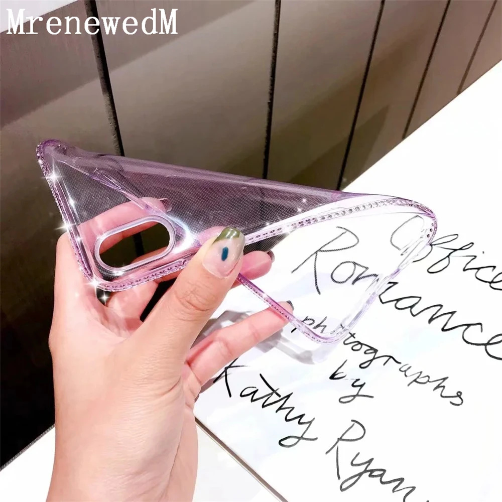

MrenewedM Luxury Transparent Silicone Phone Case For iPhone 12 Mini 6 6S 7 8 Plus X XR XS 11 Pro Max 5S SE2 Diamond Bumper Shell