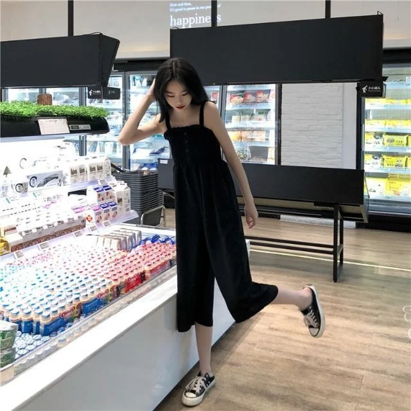 Женские комбинезоны в Корейском стиле однотонные шифоновые подтяжки с широкими